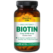 Country Life Биотин высокая эффективность 5 мг 60 вегетарианских капсул