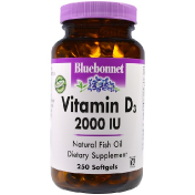 Bluebonnet Nutrition Витамин D3 2000 МЕ 250 желатиновых капсул