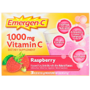 Emergen-C Vitamin C Flavored Fizzy Drink Mix Raspberry 30 Packets 0.32 oz (9.1 g) Each