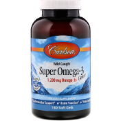 Carlson Labs Рыбий жир из обитающей в открытом море рыбы Super Omega-3 Gems 1200 мг 180 мягких таблеток