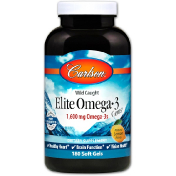Carlson Labs Пойманная в диких условиях рыба Elite Omega-3 Gems вкус натурального лимона 1600 мг 180 мягких таблетки