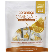 Coromega Омега-3 апельсиновые пакетики для выдавливания 120 пакетиков (2 5 г) каждый