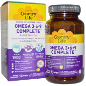 Country Life Omega 3·6·9 Ultra Concentrated Lemon 90 Softgels