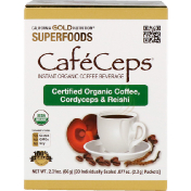 California Gold Nutrition CafeCeps сертифицированный органический растворимый кофе с кордицепсом и порошком грибов рейши 30 пакетов по 2 2 г каждый