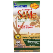 NutraLife "Оригинальный SAM-e" (S-аденозилметионин) 400 мг 60 покрытых оболочкой кишечнорастворимых овальных таблеток