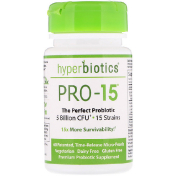 Hyperbiotics PRO-15 идеальный пробиотик 5 млрд КОЕ 60 запатентованных таблеток с медленным высвобождением