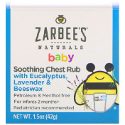 Zarbee&#x27;s Для малышей Успокаивающая мазь для растирания груди с эвкалиптом лавандой и пчелиным воском 1 5 унции (42 г)