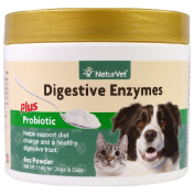 NaturVet Пищеварительные ферменты и пробиотики для собак и кошек порошок 114 г (4 унции)