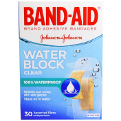 Band Aid Липкий пластырь Water Block прозрачный 30 размеров