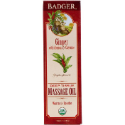 Badger Company Organic Deep Tissue Massage Oil Ginger with Arnica  & Cayenne 4 fl oz (118 ml)