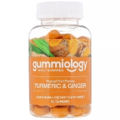 Gummiology Жевательные таблетки для взрослых с куркумой и имбирем вкус тропических фруктов 90 растительных жевательных таблеток