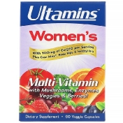 Ultamins Женский мультивитаминный комплекс с CoQ10 грибами ферментами овощами и ягодами 60 растительных капсул