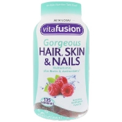 VitaFusion Мультивитамин для великолепных волос кожи и ногтей натуральный клубничный вкус 135 жевательных таблеток