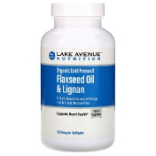 Lake Avenue Nutrition Органическое льняное масло холодного отжима с лигнанами без гексана 120 растительных мягких таблеток