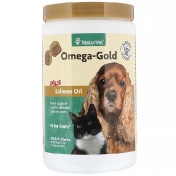 NaturVet Omega-Gold с жиром лосося добавка для собак и котов улучшение состояния кожи и шерсти 180 мягких жевательных таблеток