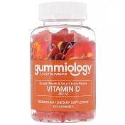 Gummiology Жевательные таблетки с витамином D3 для взрослых натуральный вкус персика и вишни 100 вегетарианских жевательных таблеток