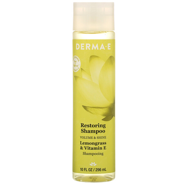 Derma E Restoring Shampoo Volume & Shine Lemongrass & Vitamin E 10 fl oz (296 ml)