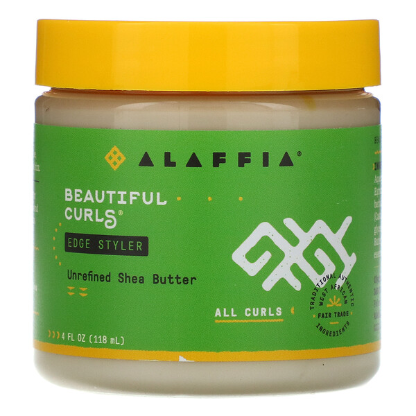 Alaffia Beautiful Curls Edge Styler All Curls Unrefined Shea Butter 4 fl oz (118 ml)