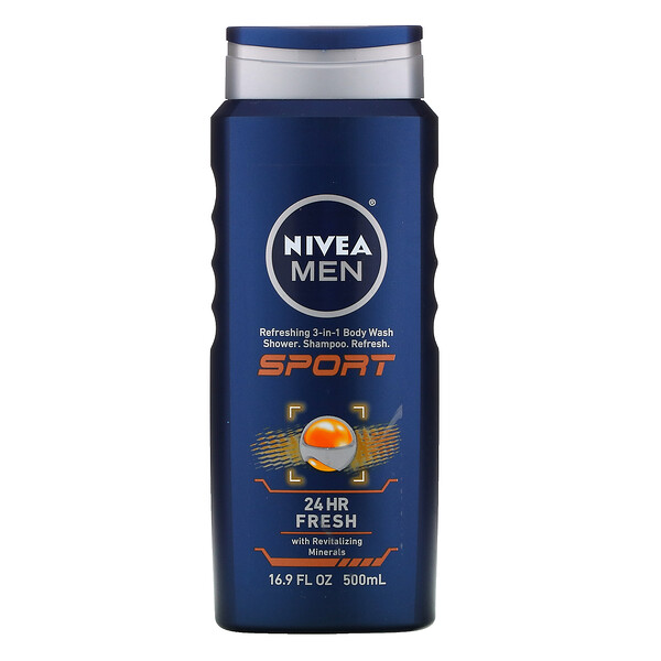 Nivea Men Refreshing 3-in-1 Body Wash Shampoo Sport 16.9 fl oz (500 ml)