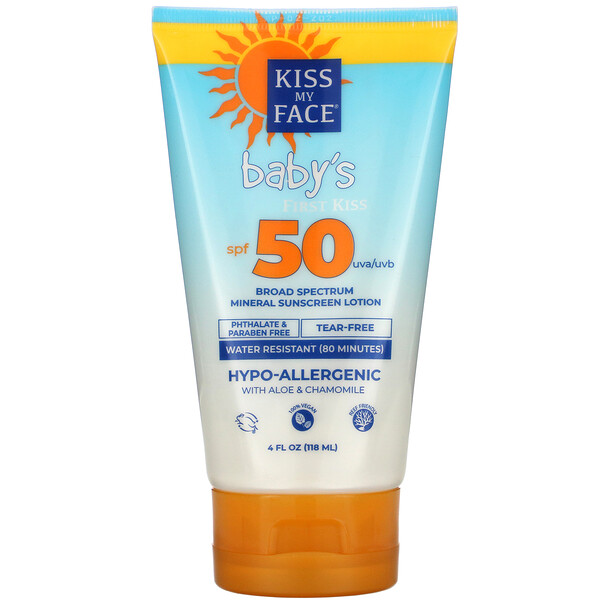 Kiss My Face Baby&#x27;s First Kiss Broad Mineral Sunscreen Lotion SPF 50 4 fl oz (118 ml)