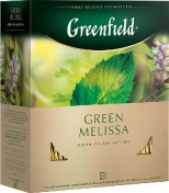 Greenfield Green Melissa зеленый чай Гринфилд в пакетиках, с мелиссой, мятой и лимоном 100 пакетиков