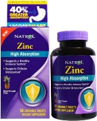 Natrol Zinc High Absorption 60 жевательных таблеток