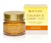 3W Clinic Collagen & Luxury Gold Cream 100 г Омолаживающий крем для лица с коллагеном и коллоидным золотом