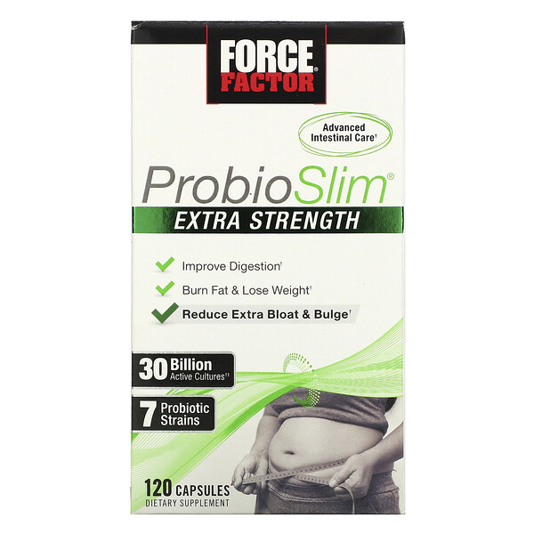 Force Factor ProbioSlim Extra Strength, Probiotic Supplement for Women and  Men with 30 Billion CFUs and Green Tea Extract for Gut Health Support