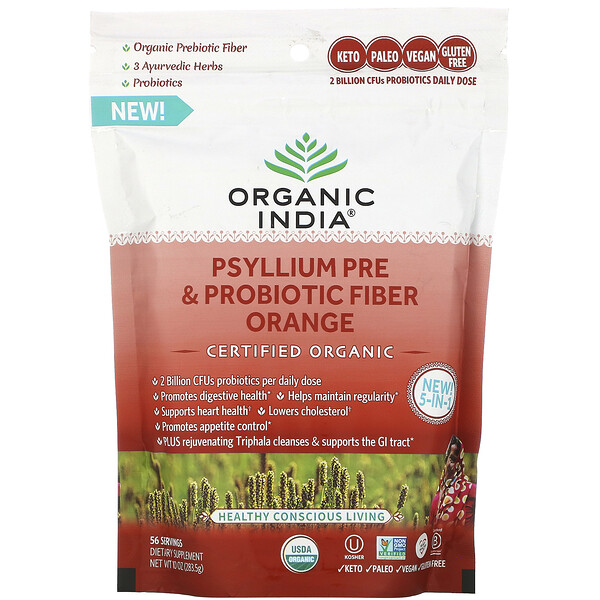 Organic India Psyllium Pre & Probiotic Fiber Orange 10 oz (283.5 g)