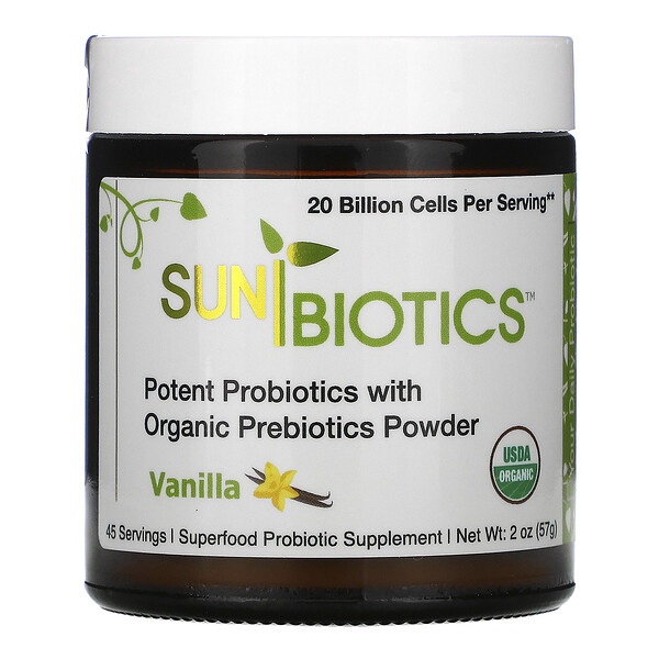 Sunbiotics Potent Probiotics with Organic Prebiotics Powder Vanilla 2 oz (57 g)