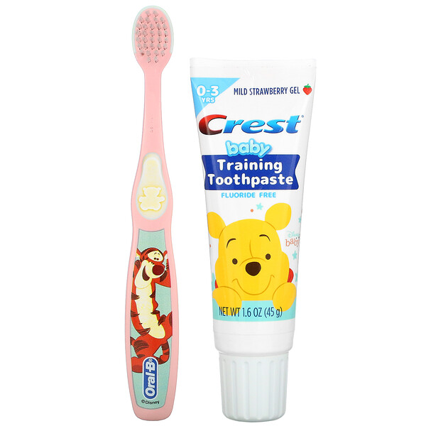 Crest Baby Training Toothpaste Kit Soft 0-3 Years Winnie the Pooh Mild Strawberry 1 Kit