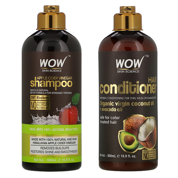 Wow Skin Science Apple Cider Vinegar Shampoo + Conditioner Haircare 2 Piece Kit