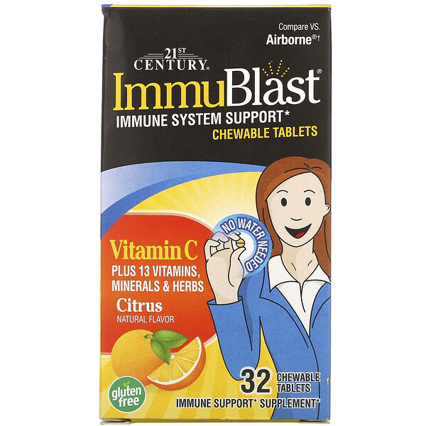 21st Century ImmuBlast с цитрусовым вкусом 32 жевательные таблетки