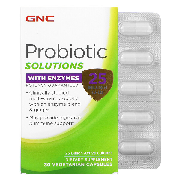 GNC Probiotic Solutions with Enzymes 25 Billion CFUs 30 Vegetarian Capsules
