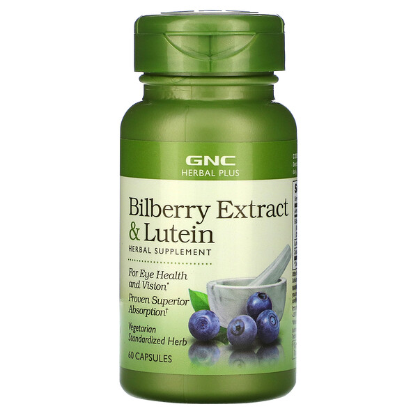 GNC Herbal Plus Bilberry Extract & Lutein 60 Capsules