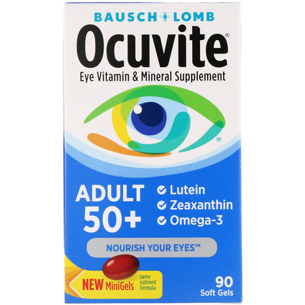 Bausch & Lomb Ocuvite для людей старше 50 лет добавка с витаминами и минералами для здоровья глаз 90 мягких таблеток
