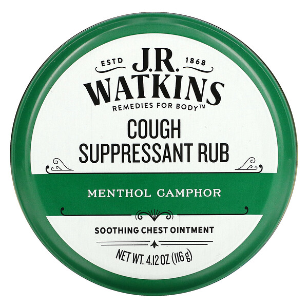 J R Watkins Cough Suppressant Rub Menthol Camphor 4.12 oz (116 g)