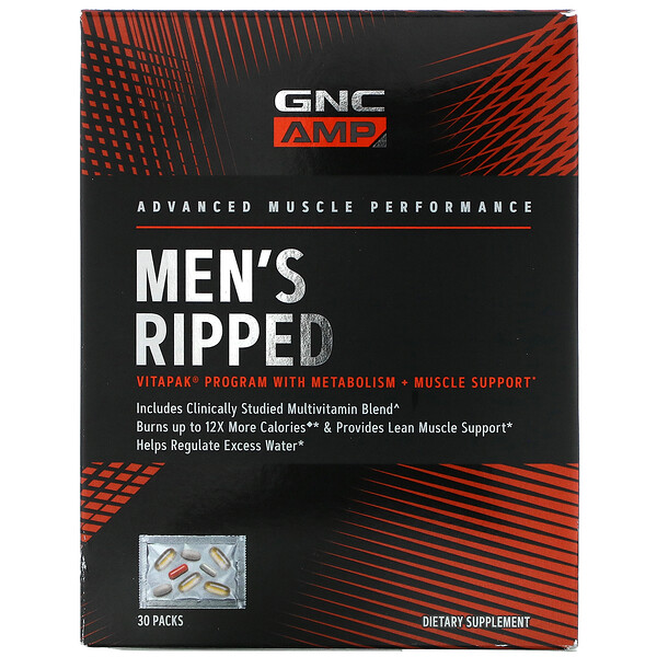 GNC AMP Men&#x27;s Ripped Vitapak Program with Metabolism + Muscle Support 30 Packs