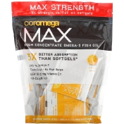 Coromega Max High Concentrate Omega-3 Fish Oil Citrus Burst 90 Squeeze Shots 2.5 g Each