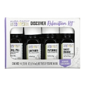 Aura Cacia Discover Relaxation Kit Essential Oils 4 Bottles 0.25 fl oz (7.4 ml ) Each