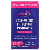 LoveBug Probiotics Yeast + Vaginal PH Support Probiotic Advanced Strength 50 Billion CFU 30 Count