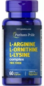 Puritan's Pride L-arginine, L-ornitithine, L-lysine complex 60 каплет