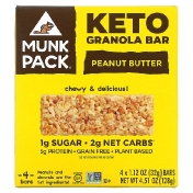 Munk Pack Keto Granola батончик с арахисовой пастой 4 батончика 32 г (1 12 унции) каждый