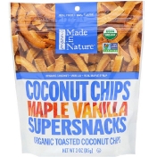 Made in Nature Органические кокосовые чипсы Суперснеки с кленовым сиропом и ванилью 85 г