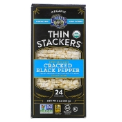 Lundberg Organic Thin Stackers воздушные пирожные черный перец с мелкой солью с легкой солью 24 рисовых кекса 168 г (6 унций)