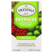 Twinings бодрящий зеленый чай с матчей клюквой и лаймом 18 чайных пакетиков 36 г (1 27 унции)
