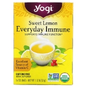 Yogi Tea Everyday Immune чай для поддержки иммунитета со вкусом сладкого лимона без кофеина 16 чайных пакетиков по 32 г (1 12 унции)