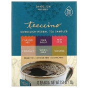 Teeccino Пробник травяного чая с одуванчиком 6 вкусов без кофеина 12 чайных пакетиков 72 г (2 54 унции)