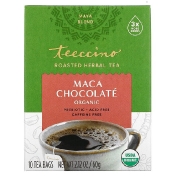 Teeccino Organic Roasted Herbal Tea Maca Chocolate Caffeine Free 10 Tea Bags 2.12 oz (60 g)