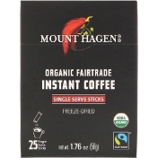 Mount Hagen Органический растворимый кофе закупленный по принципам справедливой торговли 25 порционных пакетиков-стиков 1 76 унц. (50 г)